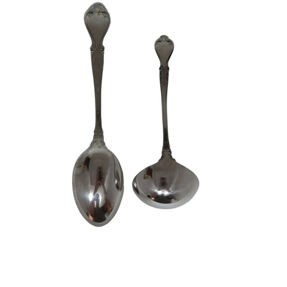 Lyons Queen Fancy Serving Spoon and Gravy Ladle Stainless Steele Vintage 1970s - Picture 15 of 16